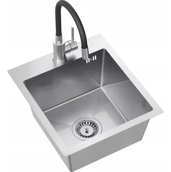 Granitový dřez MyQ Dřez Leo 10 S dřez nerezový jednokomorový set s baterií 40x45