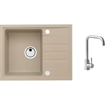 Granitový dřez Alveus SET ALVEUS Intermezzo 30 - 55 + BATERIE ANGEL chrom obdélníkový granitový dřez 620 x 480 mm v setu s baterií