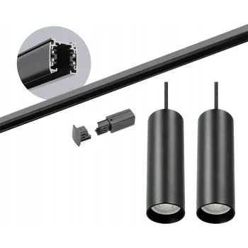 Třífázový lištový systém, lišta 2m, 2x závěsné svítidlo ČERNÉ, kompletní sada