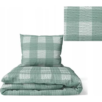 Povlečení Sada povlečení z KŮRY 140x200 cm + povlak na polštář 70x80 cm, vzor: kostkovaný máta (mentolový)