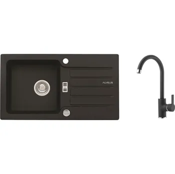 Granitový dřez Alveus SET ALVEUS NIAGARA 30/91 + BATERIE TONIA/91 - granitový černý dřez 775 x 430 mm v setu s baterií