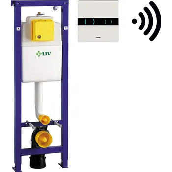 Panel ke sprchové vaničce Liv-Fluidmaster LIV-FIX modul pro suchou instalaci, s elektronickým bezdotykovým bílým ovládacím panelem ABS - SET(4060419811, 7030452701)