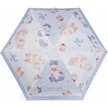 Dětský mini skládací deštník, kočka s rukojetí ve tvaru tlapky Průhledná