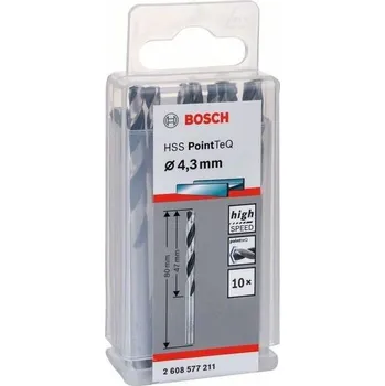 Vrták Vrták do kovu Bosch HSS PointTeQ Twist Speed, pr. 4.3 x 47 / 80 mm, 10ks (2608577211)