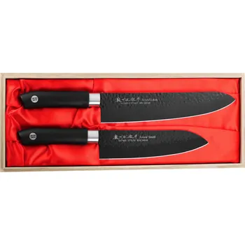 Kuchyňský nůž Satake Swordsmith Black Sada: Nůž šéfkuchaře + Santoku