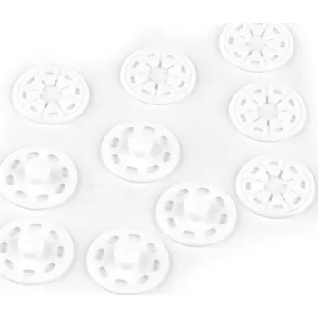 Plastové patentky / stiskací knoflíky Ø25 mm - bílá (5 pár)