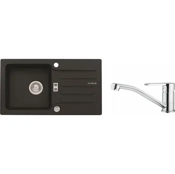 Granitový dřez Alveus SET ALVEUS NIAGARA 30/91 + BATERIE RUTA - granitový černý dřez 775 x 430 mm v setu s baterií