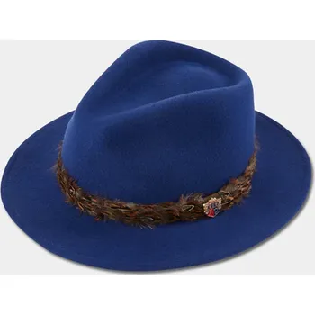 Klobouk ALAN PAINE - Richmond UNISEX Felt Feather Band klobouk Blue Modrá S