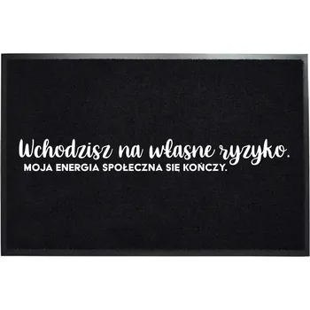 Rohožka VSTUPNÍ ROHOŽKA 40X60 ČERNÁ POD DVEŘE - "SOCIÁLNÍ ENERGIE SE VYČERPÁVÁ"