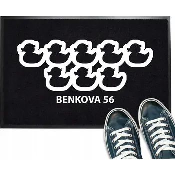 Vstupní rohožka černá 40x60 ke dveřím NÁPIS TVOJE ADRESA NÁPIS KACHNY