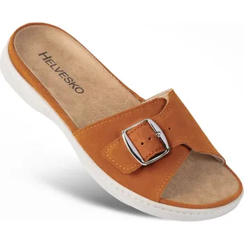 Dámská zdravotní obuv Dámské pantofle s nastavitelnou přezkou, velurová useň, oranžová: 42