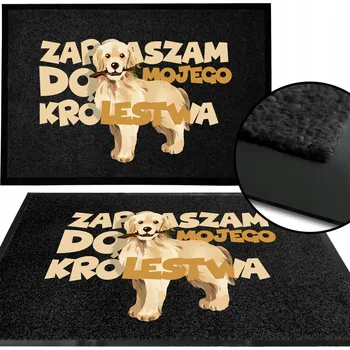 Rohožka VSTUPNÍ ROHOŽKA 40X60 ČERNÁ PŘED DVEŘE NÁPIS VÍTEJTE V KRÁLOVSTVÍ VZOR