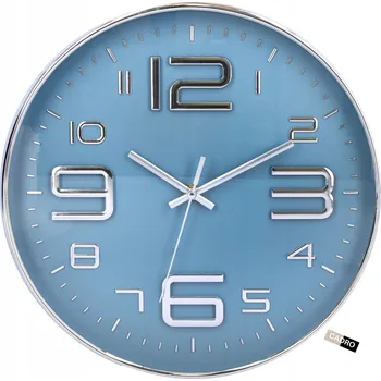 Hodiny Nástěnné hodiny do obýváku kuchyně chromované na zeď 30 cm modré
