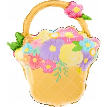 Balónek Foliový balónek Jarní košík Košíček s květinami Narozeniny Party 53x69 Cm
