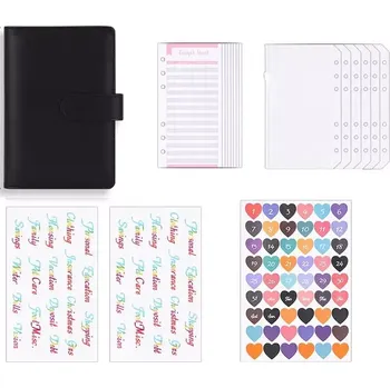 Diář Pořadač s kroužky s 5 fóliemi+listy+nálepky A6 Love Černá