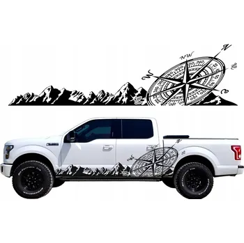 Samolepicí dekorace na vozidlo SAMOLEPKA NA AUTO KOMPAS + HORY VELKÁ 160 x 44 cm