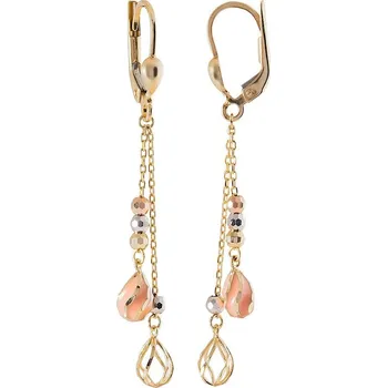 Náušnice Leru Zlaté visací náušnice žluto-bílo-růžové