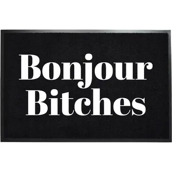 Obraz VSTUPNÍ ROHOŽKA MONOCHROM ČERNÁ 40X60 HIT NÁPIS BONJOUR BIT*HES