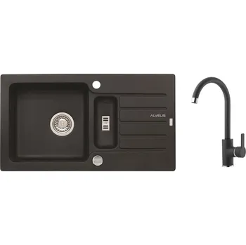 Granitový dřez Alveus SET ALVEUS NIAGARA 70- 91+ BATERIE TONIA-91 - granitový černý dřez 780 x 435 mm v setu s baterií