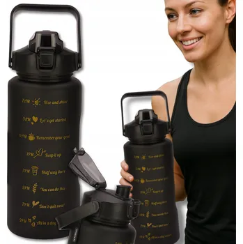 Láhev Motivační Láhev na vodu TRESSARI 2000ml lahev na pití uchem, bez BPA, velká