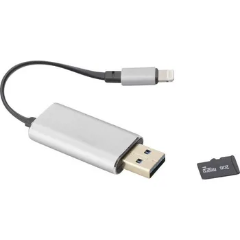 ednet Čtečka karet pro smartphony a tablety s konektorem Apple Lightning pro iPhone/iPad ednet Smart Memory, vesmírná šedá