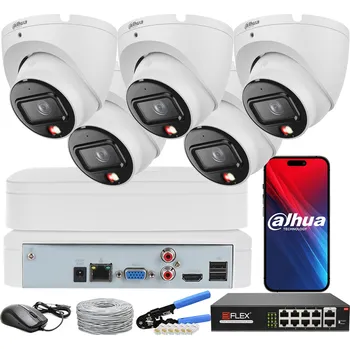 Bezpečnostní kamera Sada monitoringu DAHUA s 5 kamerami 8 Mpx 4K IPC-HDW1839T-A-IL POE Smart Dual