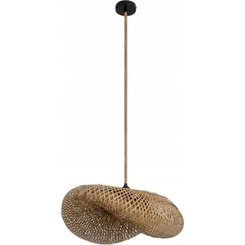Velké závěsné svítidlo BRUGIA L 60cm LANO + černý stropní kryt Bambusové stínidlo