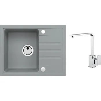 Granitový dřez Alveus SET ALVEUS INTERMEZZO 30/81+ BATERIE RENO chrom obdélníkový granitový dřez 620 x 480 mm v setu s baterií