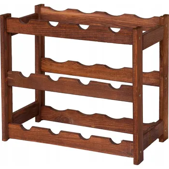 Stojan na víno STOLMAK Regál na víno dřevěný stojan na 12 lahví police hnědá