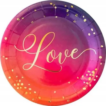Talíř Papírové talířky LOVE na Valentýna, 6 ks, 18 cm