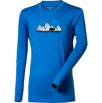 triko dlouhé dětské Progress STIG ICELAND merino modrý melír