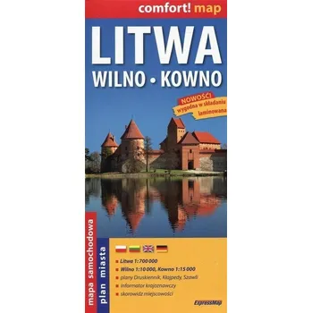 Cestování Comfort! map Litwa, Wilno, Kowno 1:700 000 w.2025 - praca zbiorowa