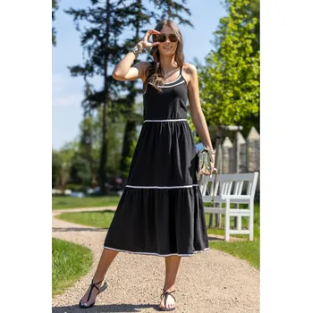 Dámské šaty Jacqueline de Yong JDY dámské šaty Erin na ramínka černé Velikost: M