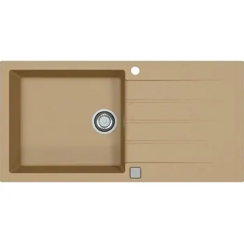 Granitový dřez Alveus CADIT 50 béžový 55 + pop up sifon, obdélníkový granitový dřez 1000x500x200 mm s odkládací plochou Béžový