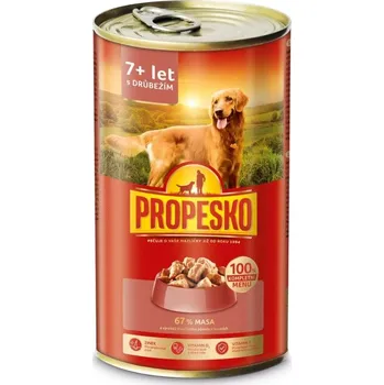 Krmivo pro psa PROPESKO Dog Senior drůbeží a mrkev v omáčce, kousky 1240 g