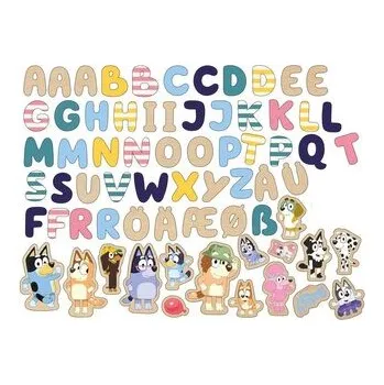 Dřevěná hračka Literki i obrazki drewniane magnetyczne Bluey