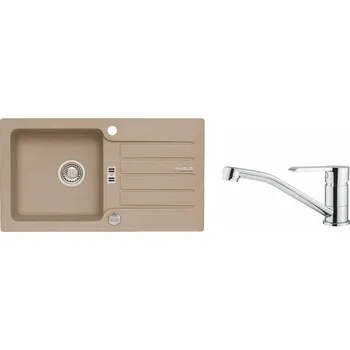 Alveus SET ALVEUS NIAGARA 30/55 + BATERIE RUTA - granitový béžový dřez 775 x 430 mm v setu s baterií