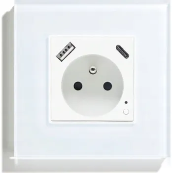 Elektrická zásuvka ELEKTRICKÁ ZÁSUVKA USB A+C ZIGBEE SKLENĚNÁ TUYA S MĚŘENÍM SPOTŘEBY ENERGIE 20W 3A QC