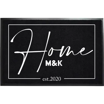 Rohožka Vstupní rohožka 40x60 cm ČERNÁ TREND HOME - Vaše iniciály - Varianta DOMŮ