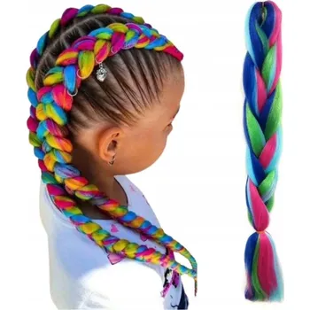 Příčesek Syntetické vlasy na copánky BAREVNÉ OMBRE neonové