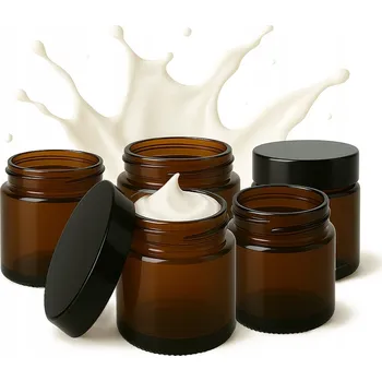 Zavařovací sklenice 5x Skleněná Zavařovací Sklenice Hnědá 100g z Tmavého Skla na Krém Kosmetiku Oleje Gel