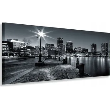 Obraz LED OBRAZ MĚSTO V NOCI 120x60 SVĚTLO LAMPičKA