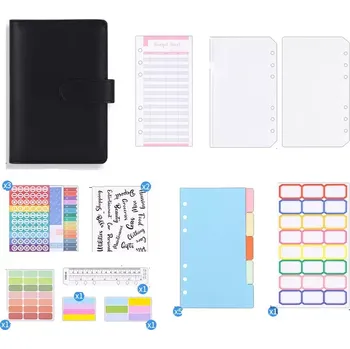 Diář Pořadač s kroužky s 6 fóliemi+listy+nálepky A6 Černý