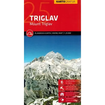 Mount Triglav wodoodporna mapa turystyczna 1:25 000 Kolektiv autorů