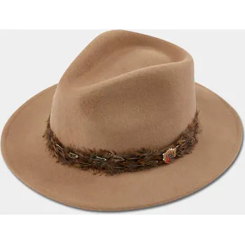 Klobouk ALAN PAINE - Richmond UNISEX Felt Feather Band klobouk Mink Písková XXL