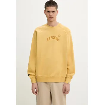 Pánská mikina Bavlněná mikina AAPE Now Crew Neck, M, žlutá, 11X