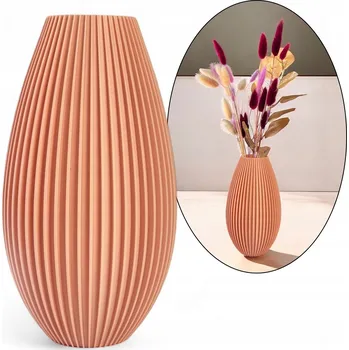 Váza Nerozbitná váza 15 cm Moderní v tělové barvě váza s ryhovanými umělé květy