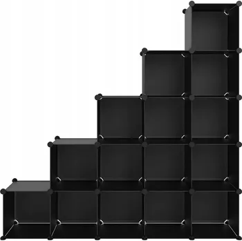 regál Krychlový regál s 15 přihrádkami, černý, PP