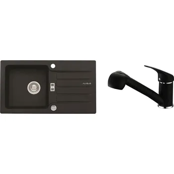 Granitový dřez Alveus SET ALVEUS NIAGARA 30/91 + BATERIE AM 20/91 - granitový černý dřez 775 x 430 mm v setu s baterií