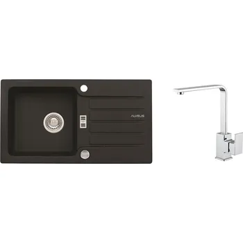 Granitový dřez Alveus SET ALVEUS NIAGARA 30/91 + BATERIE RENO - granitový černý dřez 775 x 430 mm v setu s baterií